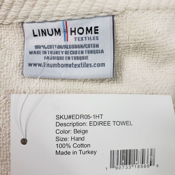 Linum Home 3 Pc Bath Towel Set Beige Turkish Cotton May Embellished - Picture 4 of 6